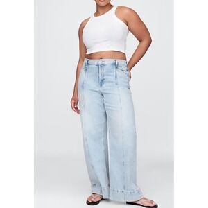 Gap Jeans Womens Sz 35 / 20 R Wide Leg Loose Fit‎ Stride Ankle Cropped High Rise